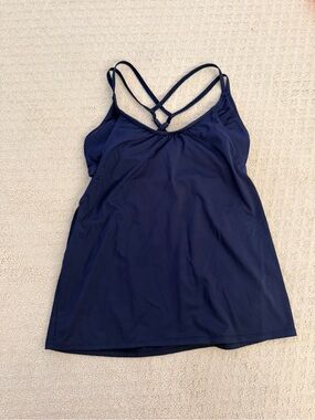 Athleta Navy Blue Swim Tankini with Crisscross Straps
